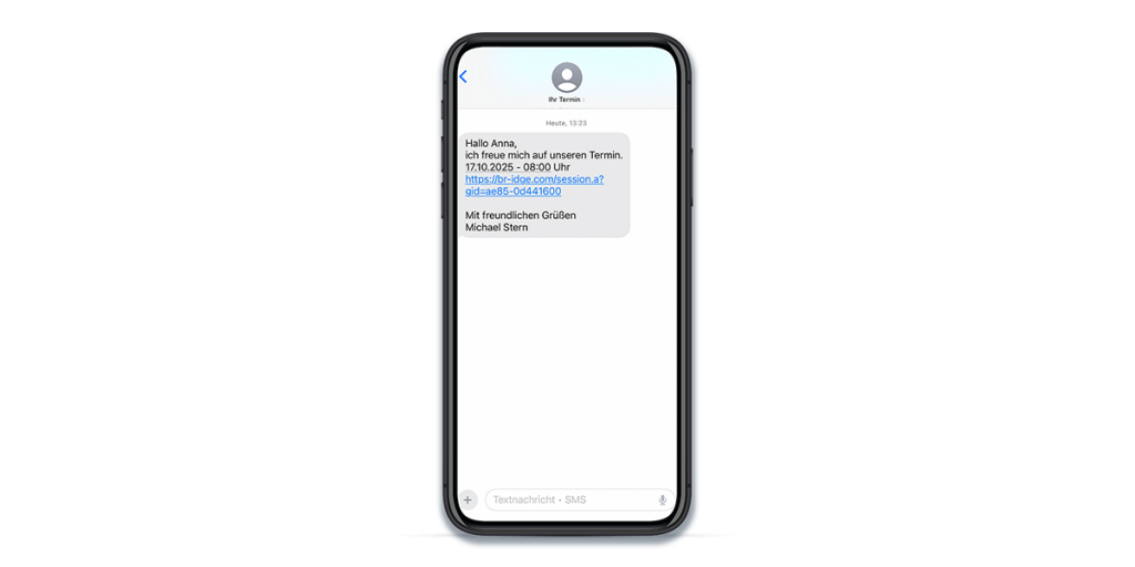 Smartphone mit SMS-Einladung