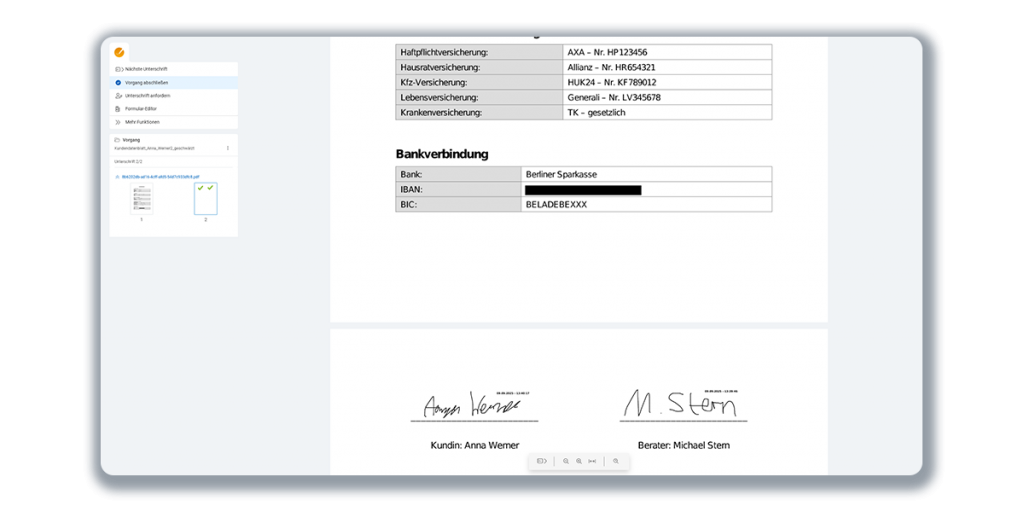 inSign Unterschriftenvorgang